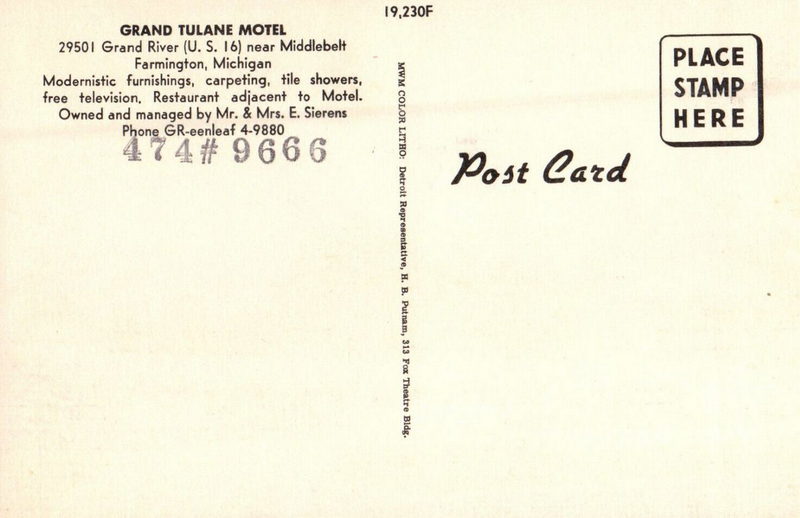 Grand Tulane Motel - Old Postcard (newer photo)